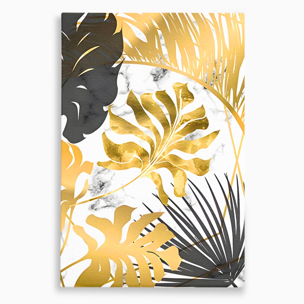 Tablou canvas cu tablou canvas cu frunze tropicale, fara rama, pe sasiu de lemn